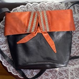 Vintage Guido de Carolis Purse Made in Italy Leather + Snakeskin black + brown